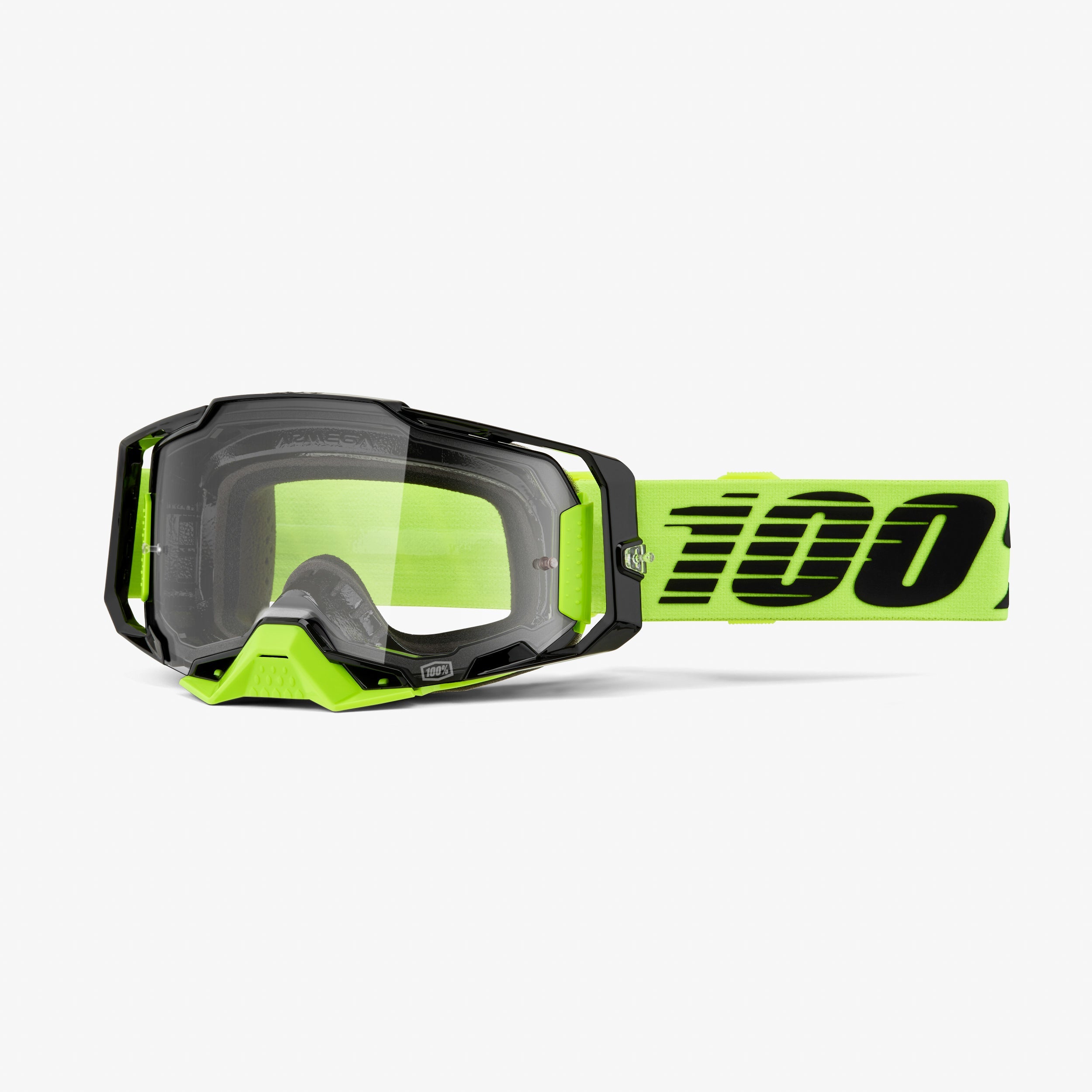 100-armega-goggle-neon-yellow-motorradbrille-clear image 2