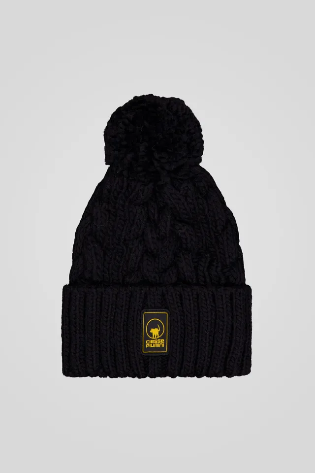 ciesse-m-tze-schwarz-mit-pompon-wolle-alpaka image 1