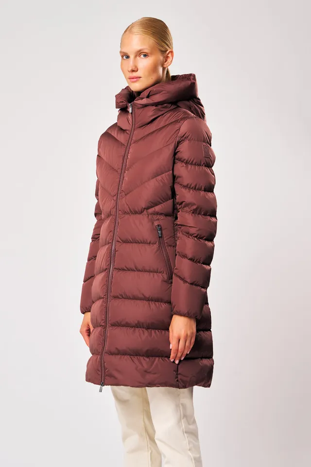 ciesse-rebecca-daunenmantel-damen-lang-bordeaux-kapuze image 1