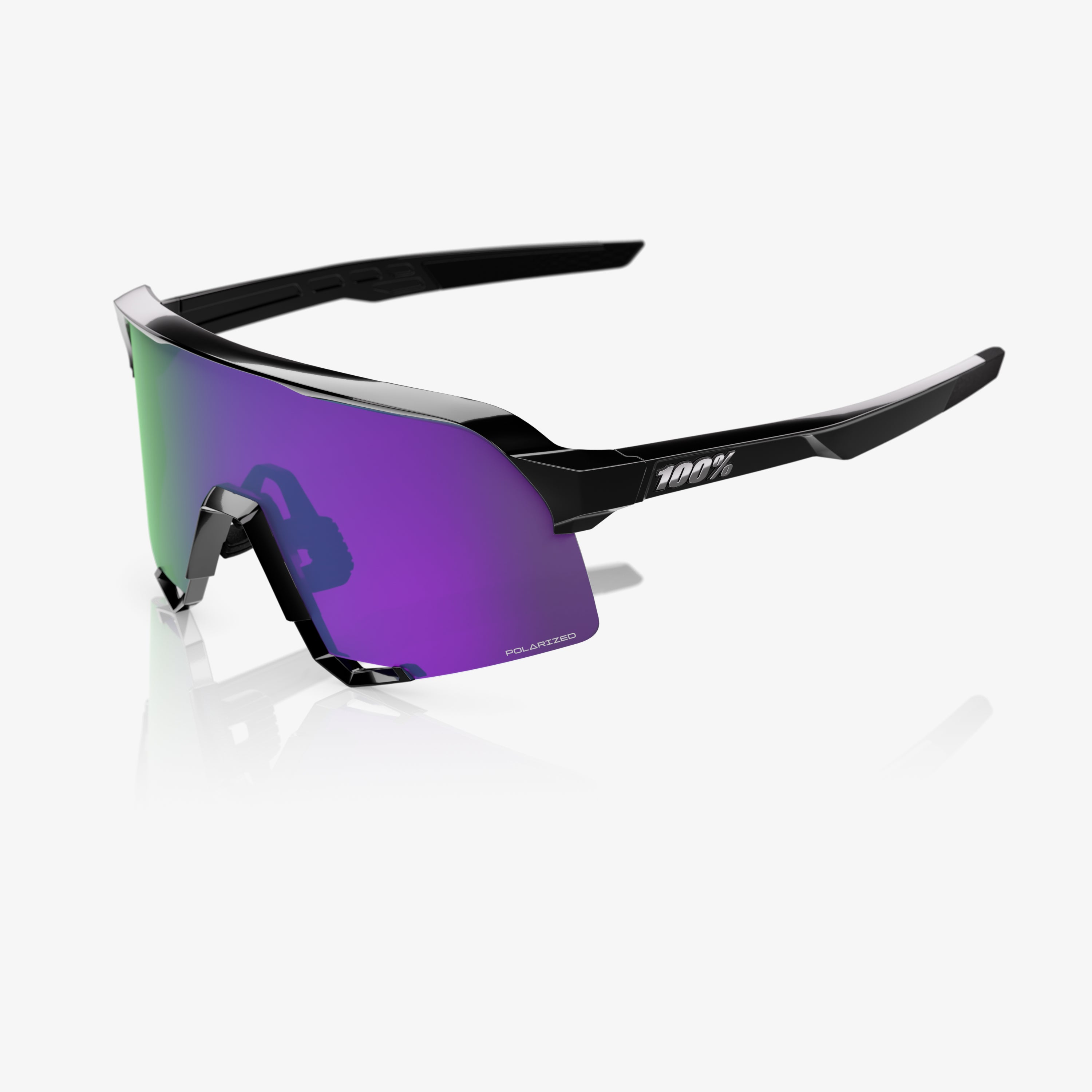 100-s3-polished-black-sonnenbrille-lavender-mirror-polarisiert image 1