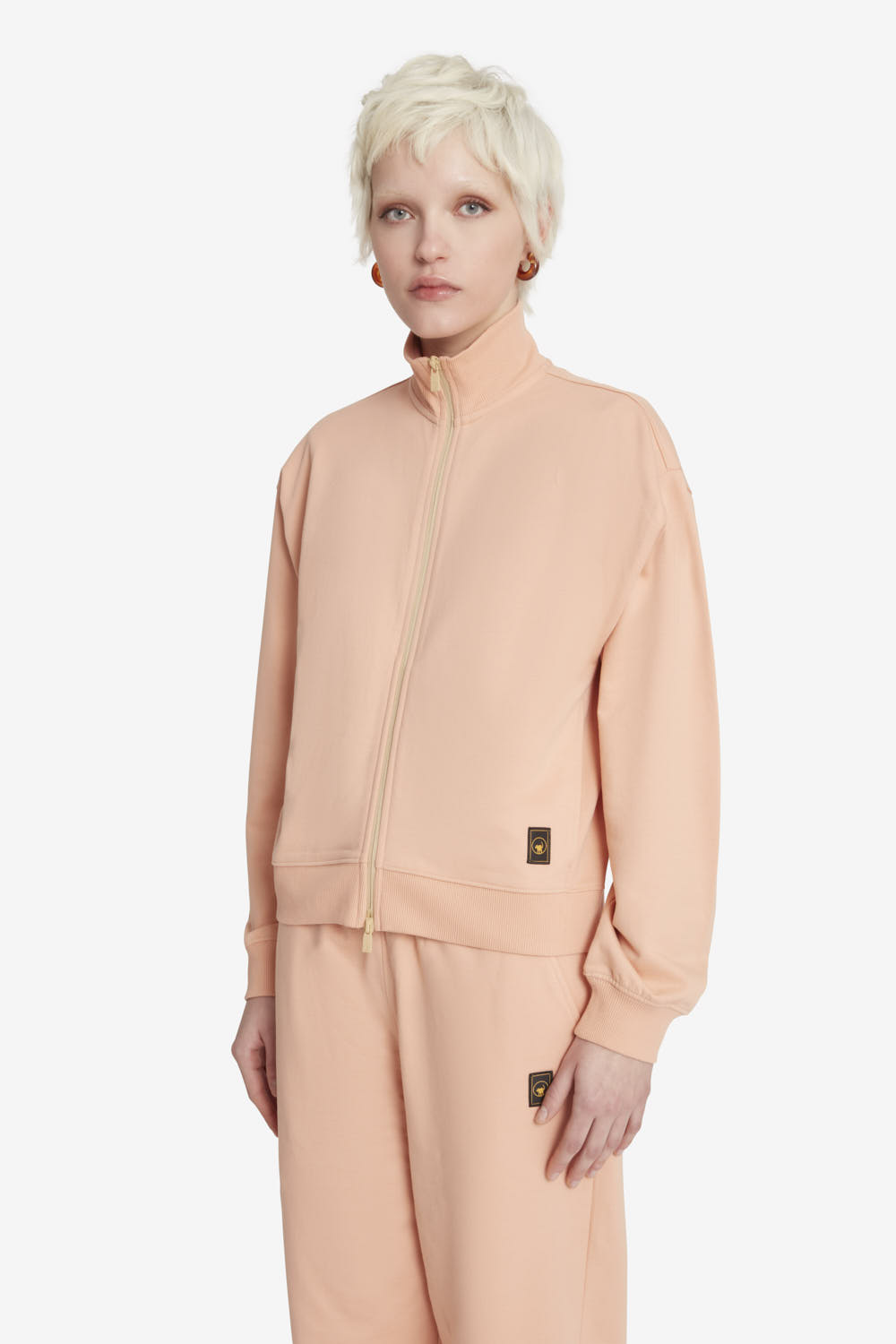 ciesse-raquel-sweatjacke-rosa-baumwolle-damen-stehkragen image 2