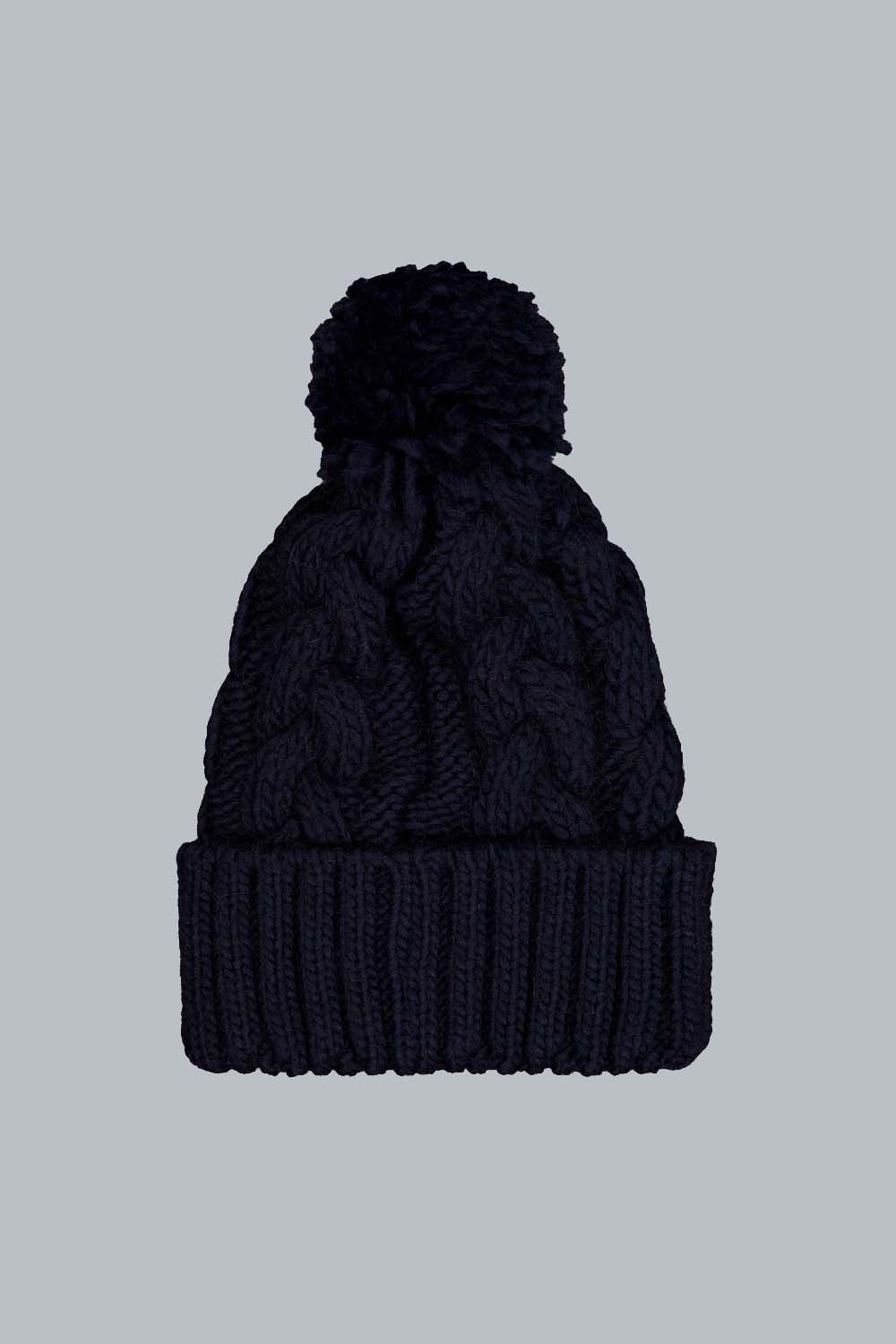 ciesse-scilly-strickm-tze-blau-zopfmuster-mit-bommel image 2