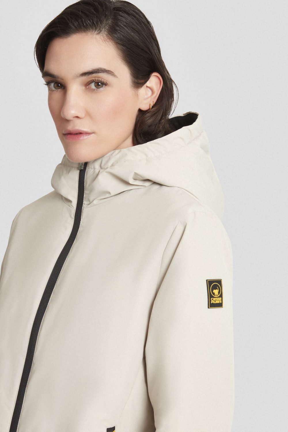 ciesse-outdoor-winterjacke-beige-lang-mit-kapuze-wattiert image 3