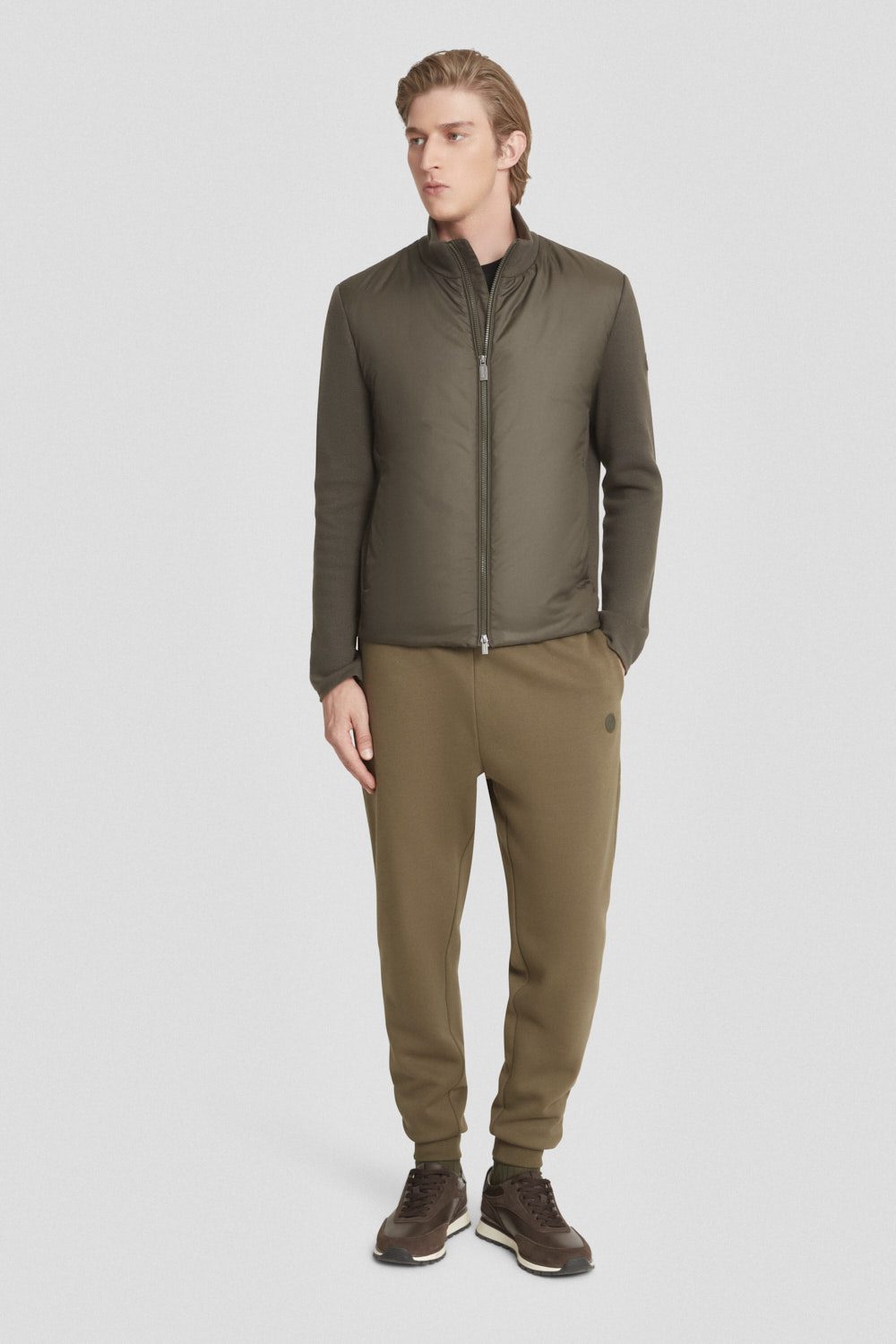 ciesse-leichte-jacke-herren-oliv-strick-rmel image 1