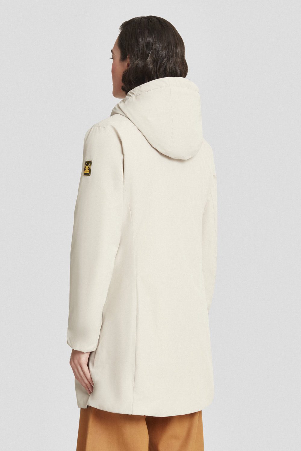 ciesse-outdoor-winterjacke-beige-lang-mit-kapuze-wattiert image 4