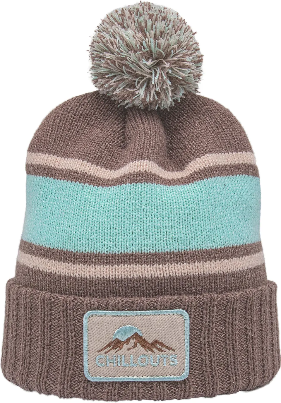 chillouts-nox-beanie-bommelm-tze-brown-mint-gestreift image 1