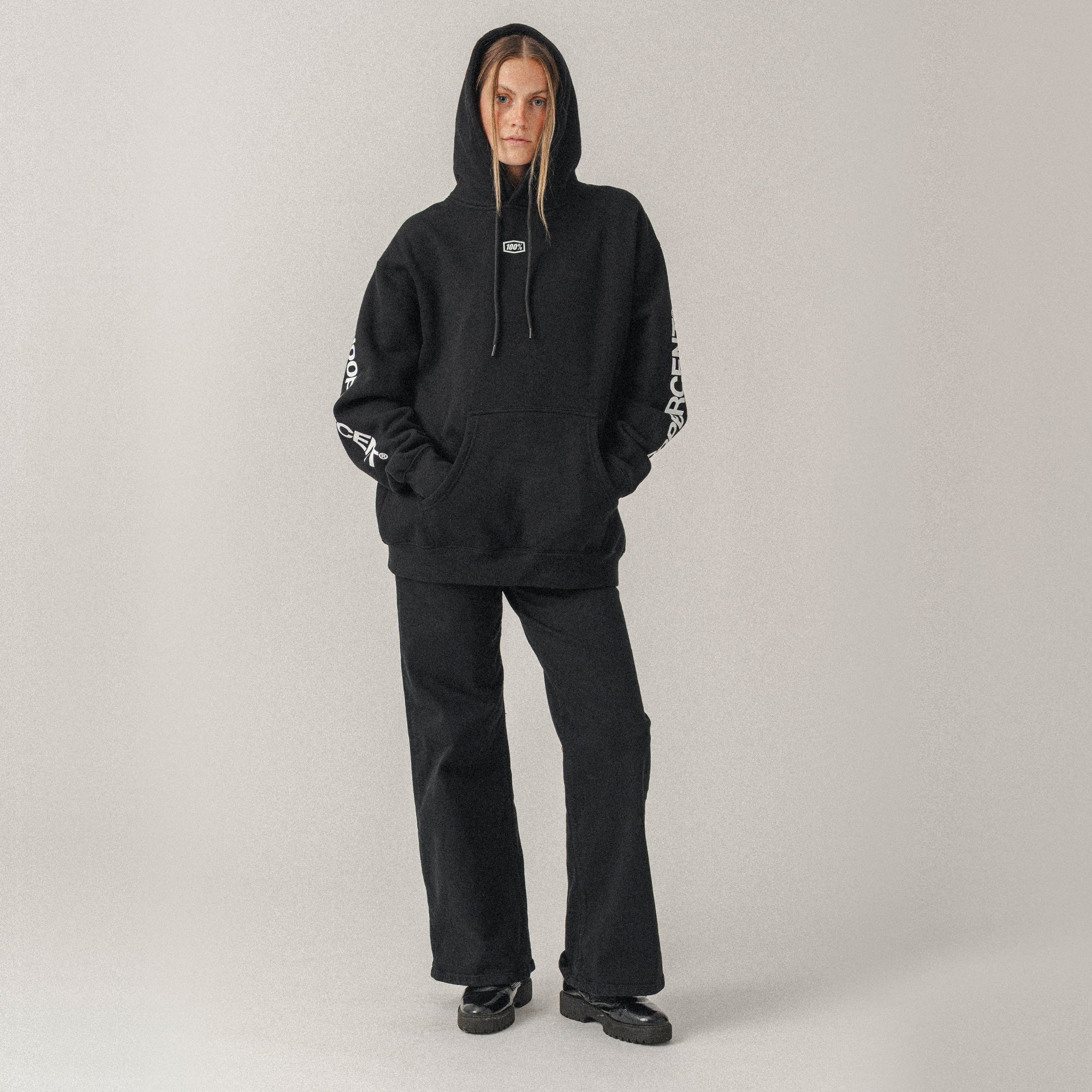 100-roots-black-fleece-pullover-hoodie-kapuzenpullover image 2