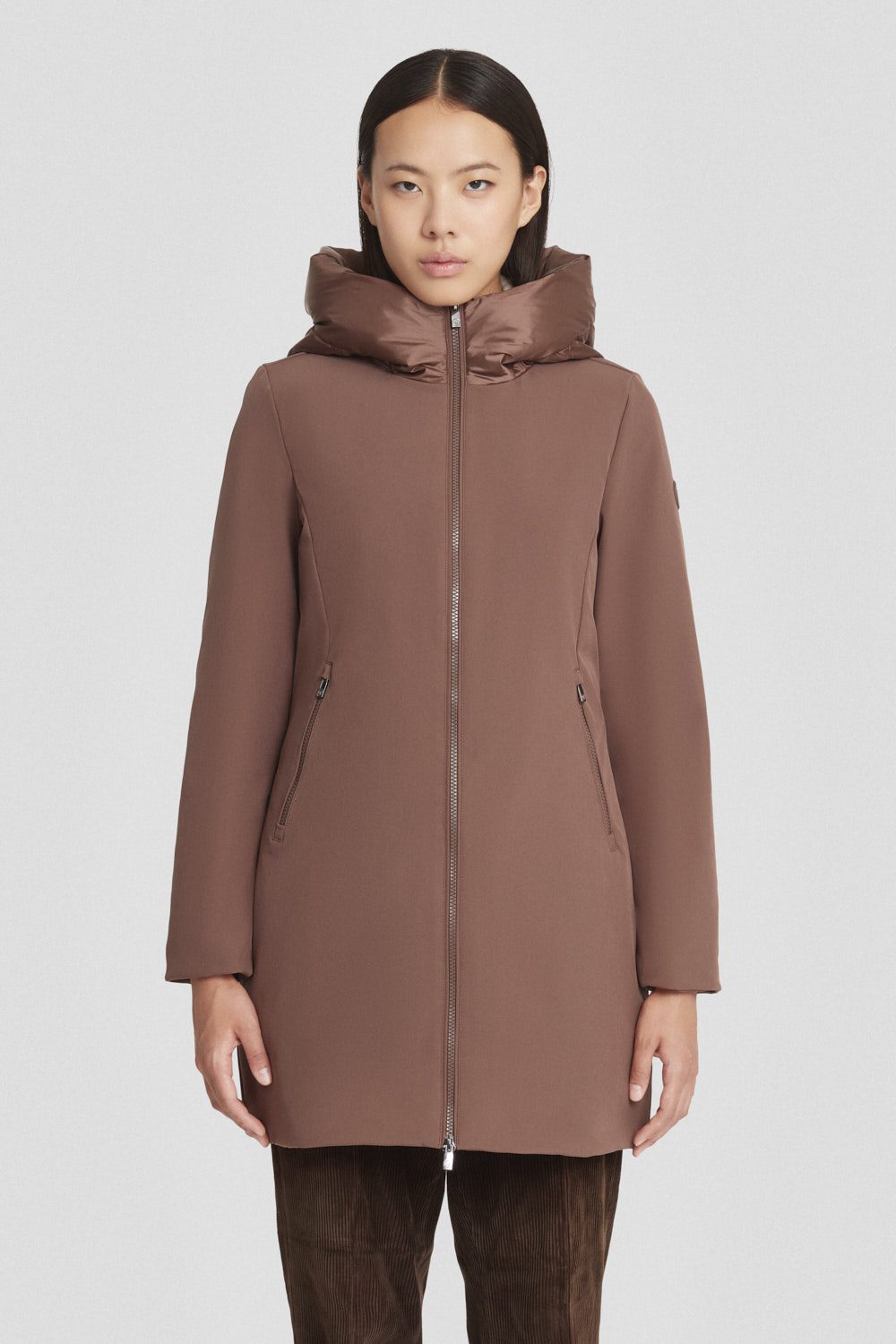 ciesse-outdoor-winterjacke-braun-lang-softshell-daunen image 2