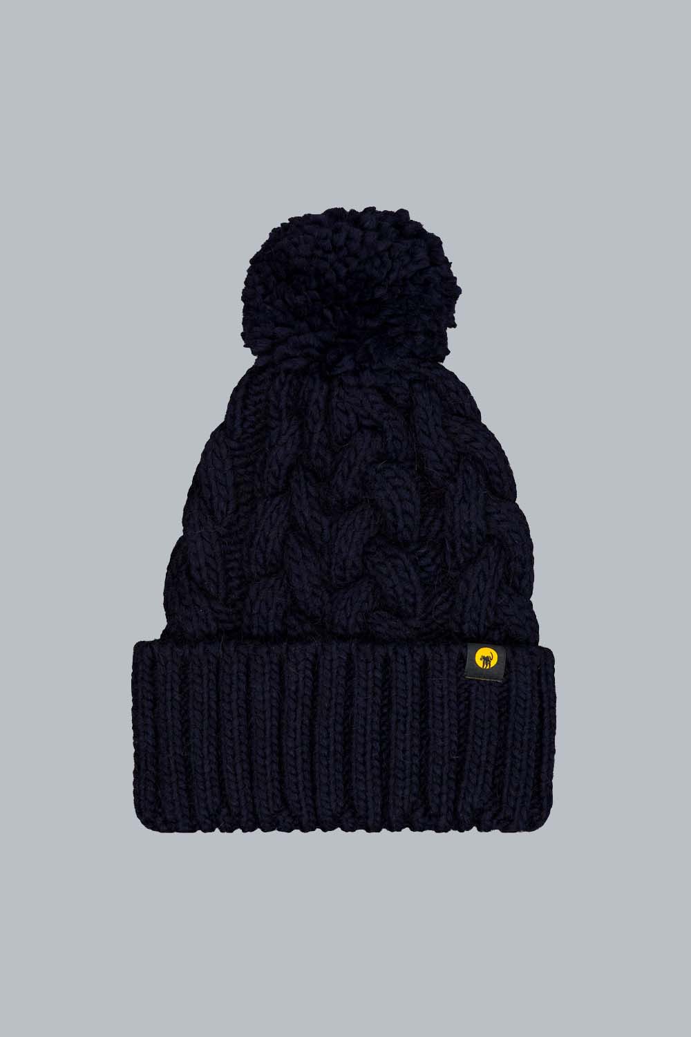 ciesse-scilly-strickm-tze-blau-zopfmuster-mit-bommel image 1