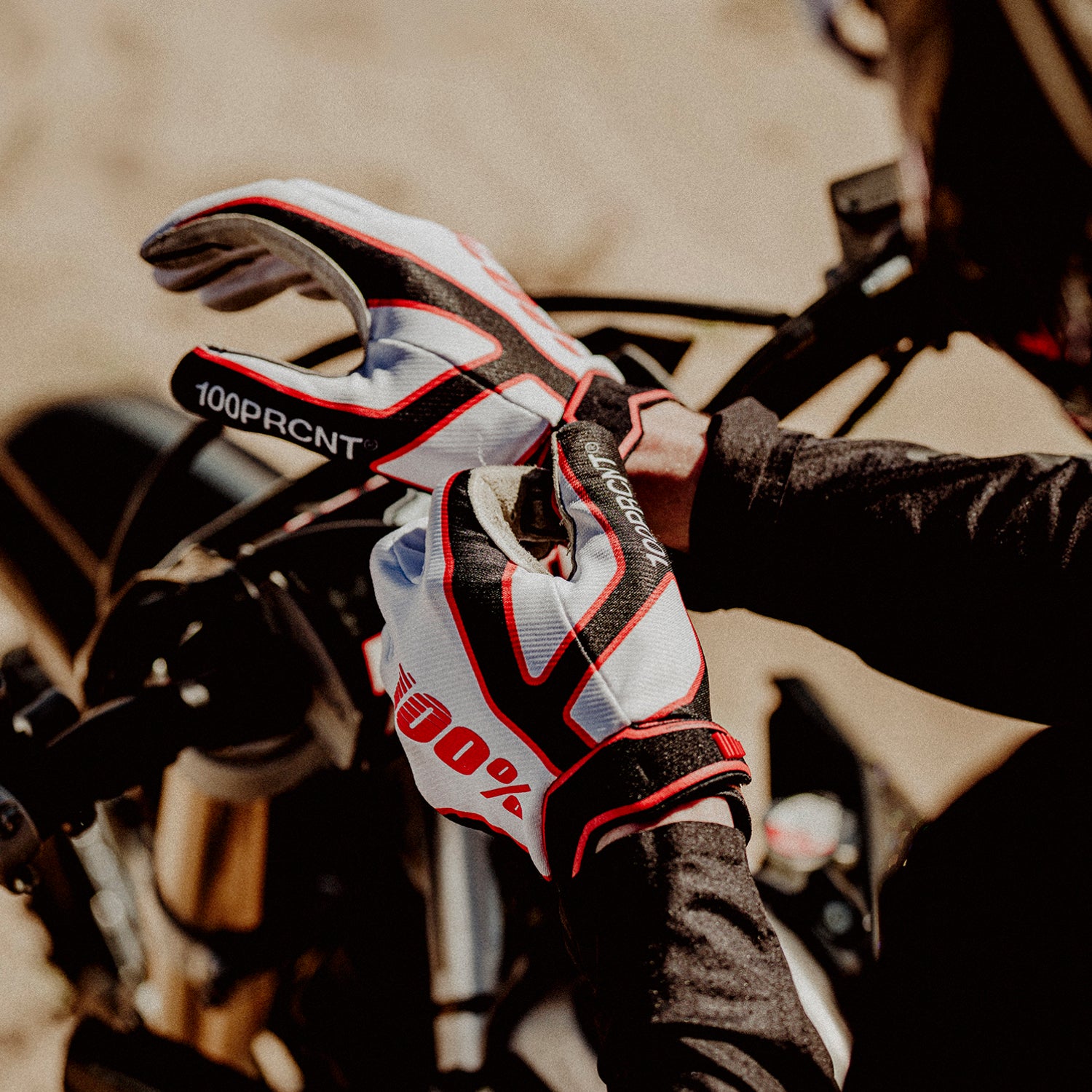 100-ridefit-mtb-handschuhe-wei-rot-schwarz image 2