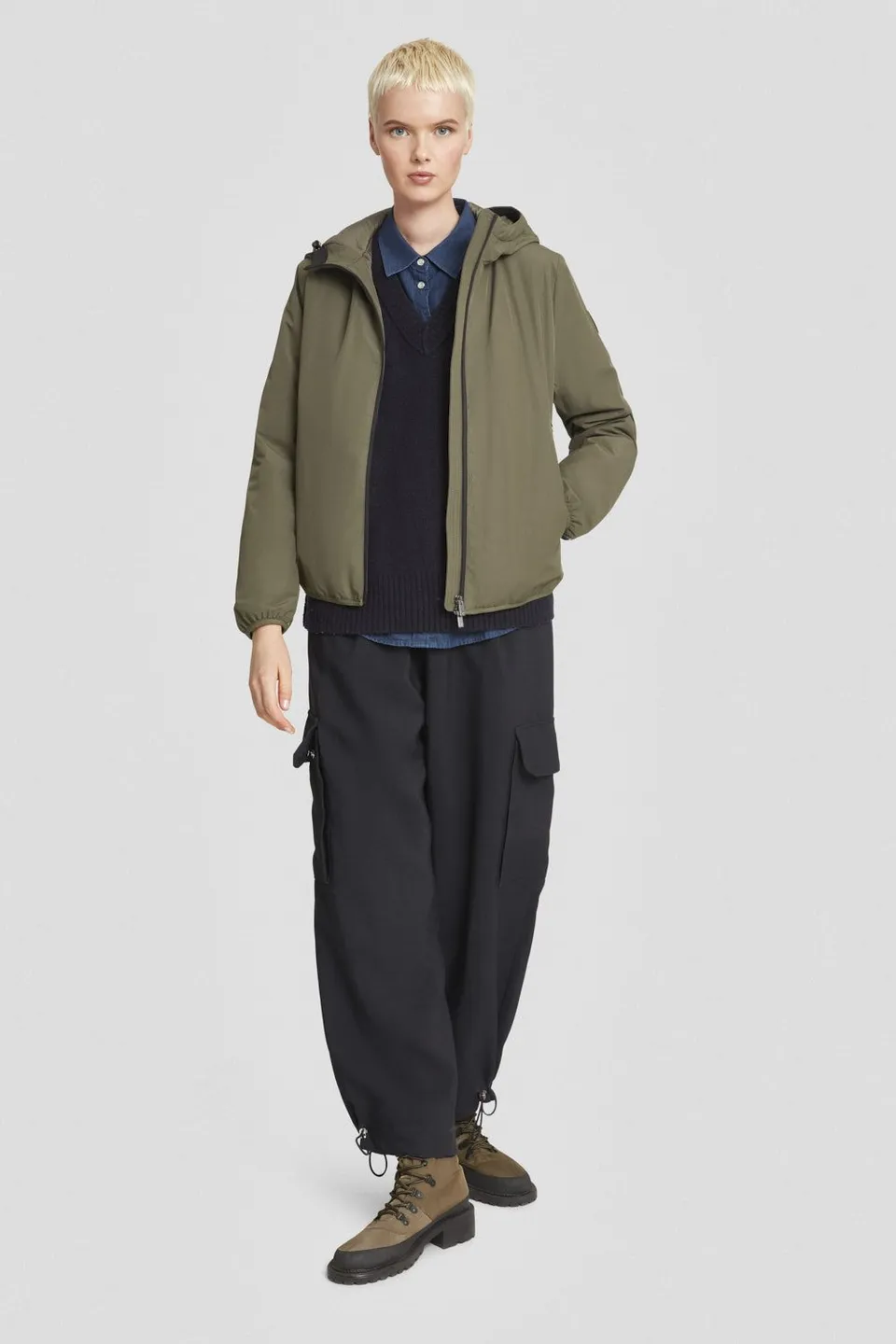 ciesse-outdoor-winterjacke-gr-n-kapuze-wattiert-herren image 1