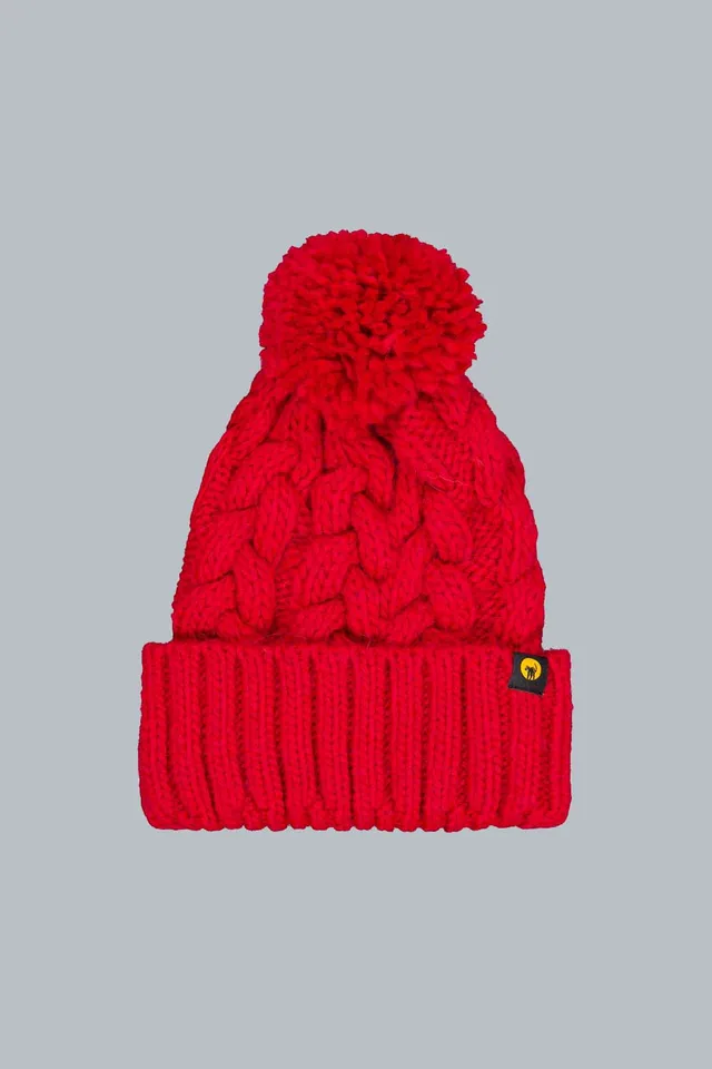 ciesse-scilly-strickm-tze-rot-zopf-mit-bommel image 1