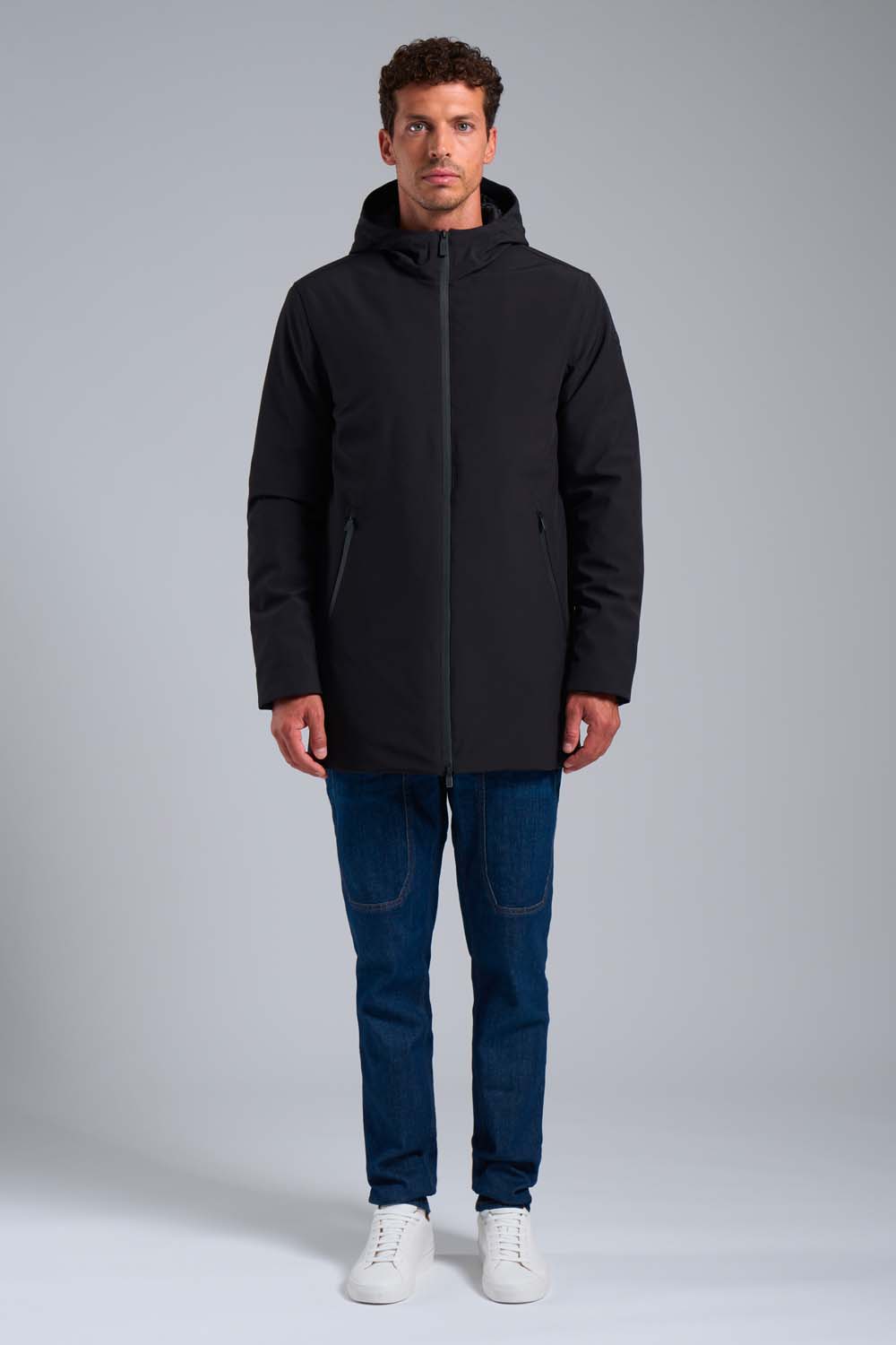 ciesse-herdo-softshelljacke-damen-schwarz-lang-mit-kapuze image 1