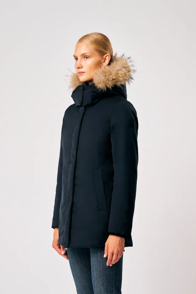 ciesse-luana-parka-damen-schwarz-mit-kapuze-fell image 1