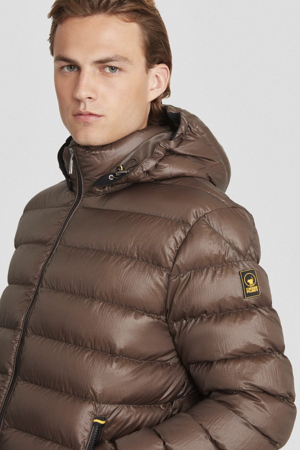 ciesse-piumini-daunenjacke-braun-kurz-abnehmbare-kapuze image 3