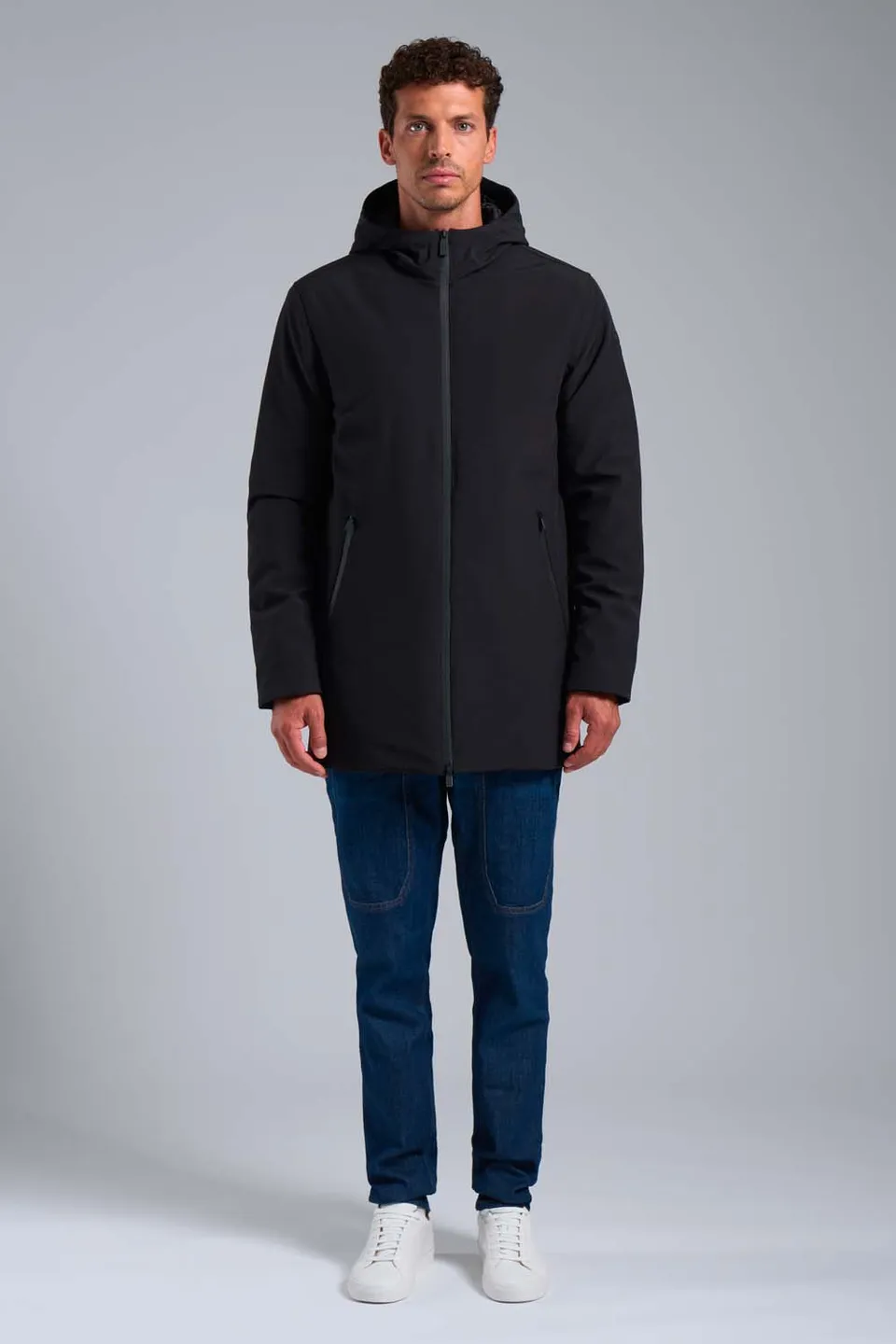 ciesse-herdo-softshelljacke-damen-schwarz-lang-mit-kapuze image 1