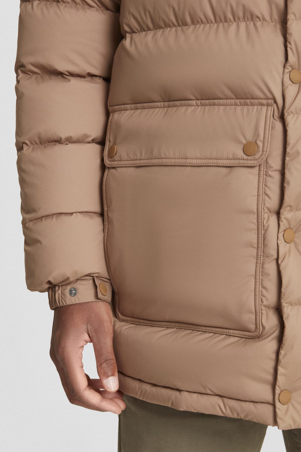 ciesse-piumini-daunenmantel-beige-lang-mit-kapuze-box-fit image 3