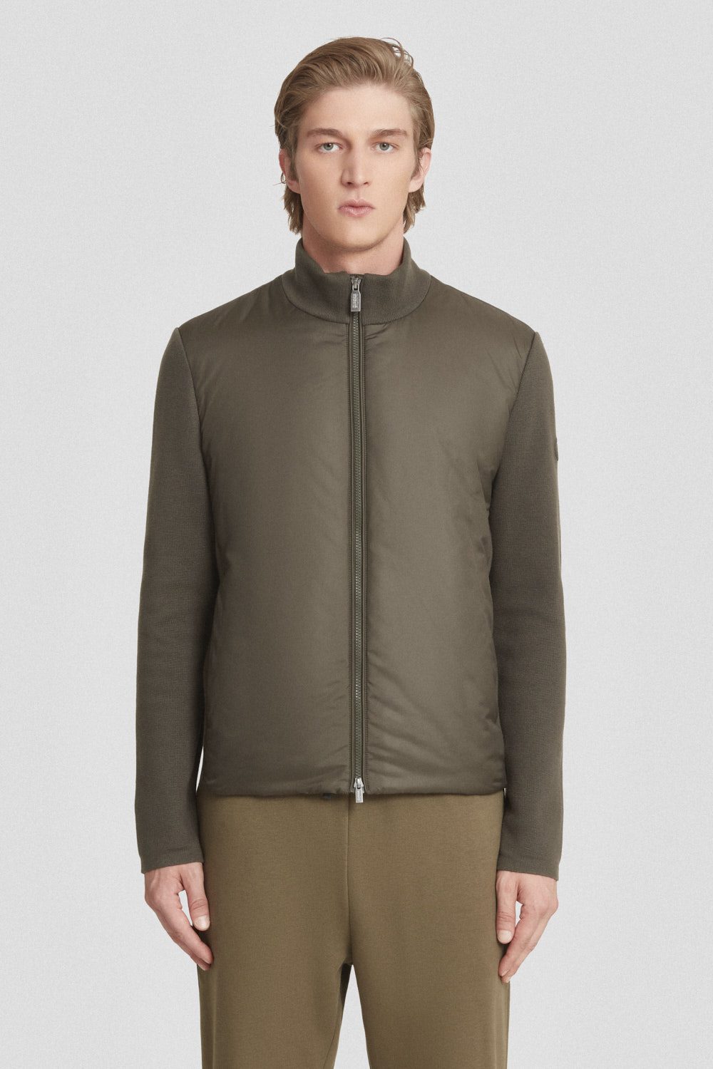 ciesse-leichte-jacke-herren-oliv-strick-rmel image 2