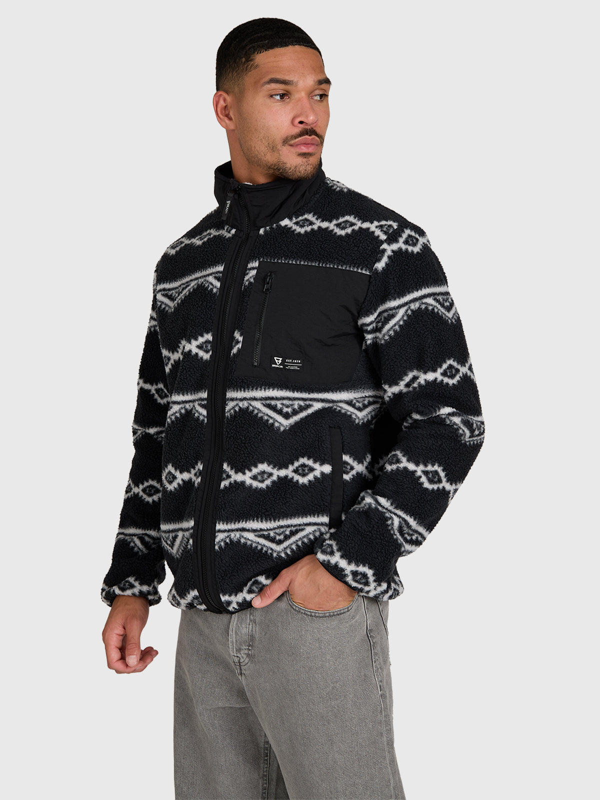 brunotti-kevio-zip-herren-fleece-black-lockerer-schnitt image 3