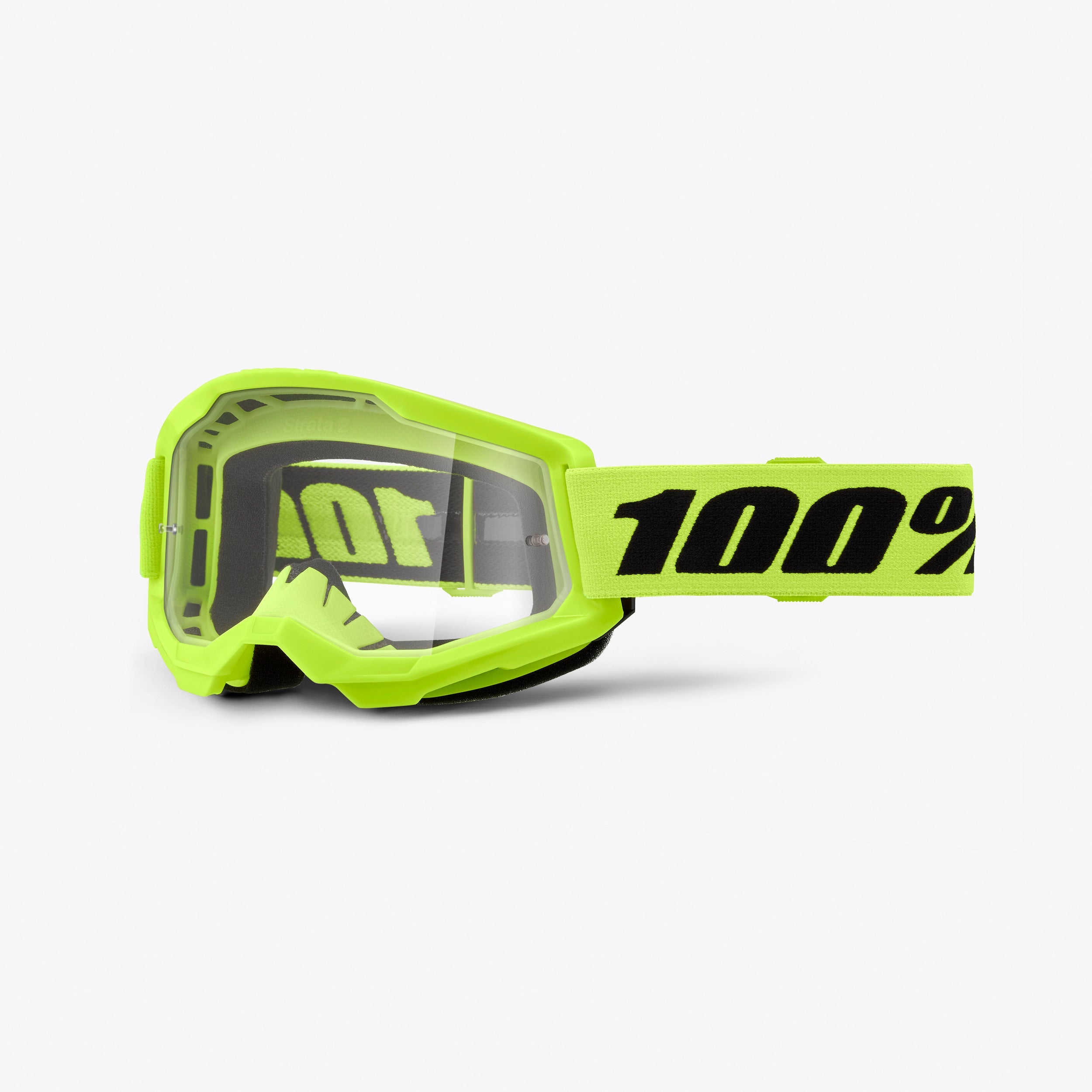 100-strata-2-goggle-motocrossbrille-neon-gelb-clear image 2