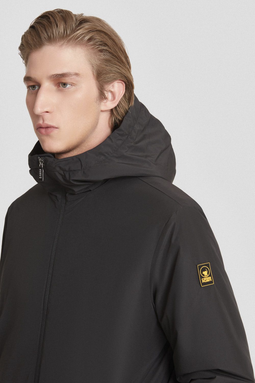 ciesse-outdoor-lange-winterjacke-schwarz-mit-kapuze-wattiert image 3