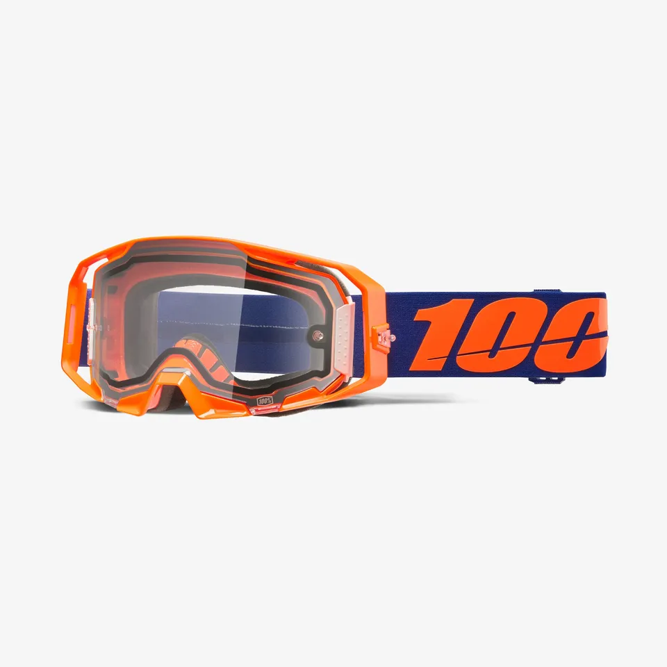 100-armatic-enduro-moto-goggle-neon-orange-clear image 1