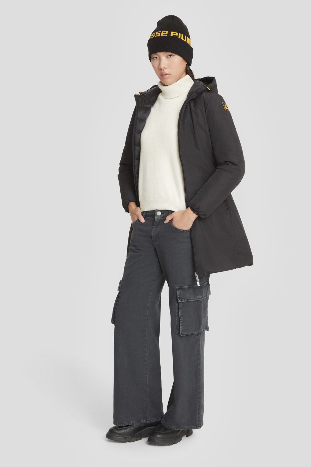 ciesse-piumini-daunenjacke-schwarz-reversibel-mit-kapuze image 2