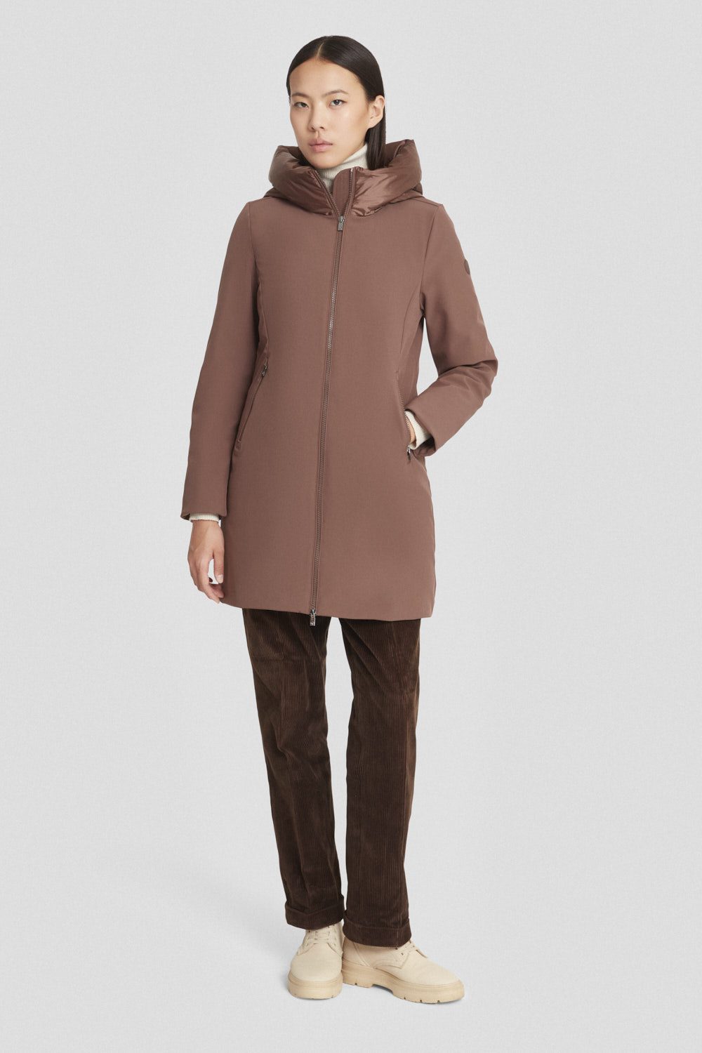 ciesse-outdoor-winterjacke-braun-lang-softshell-daunen image 1