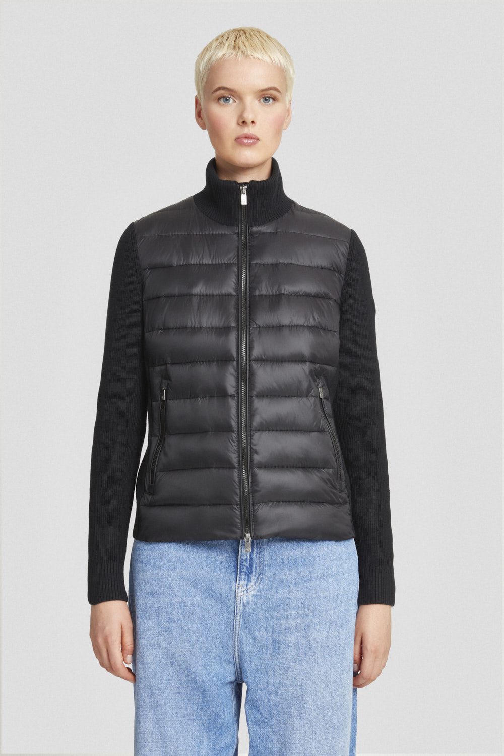 ciesse-outdoor-steppjacke-schwarz-mit-strick-rmeln-slim image 2
