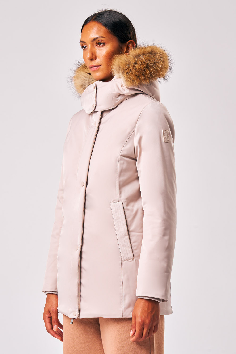 ciesse-luana-parka-damen-weiss-mit-kapuze-kunstfell-wattiert image 1