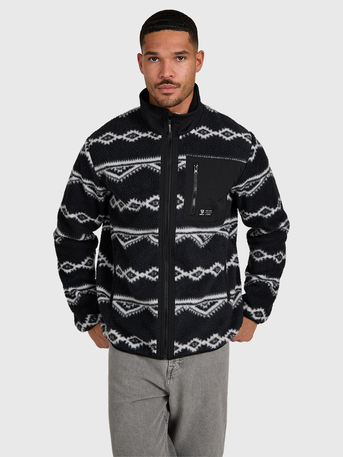 brunotti-kevio-zip-herren-fleece-black-lockerer-schnitt image 1