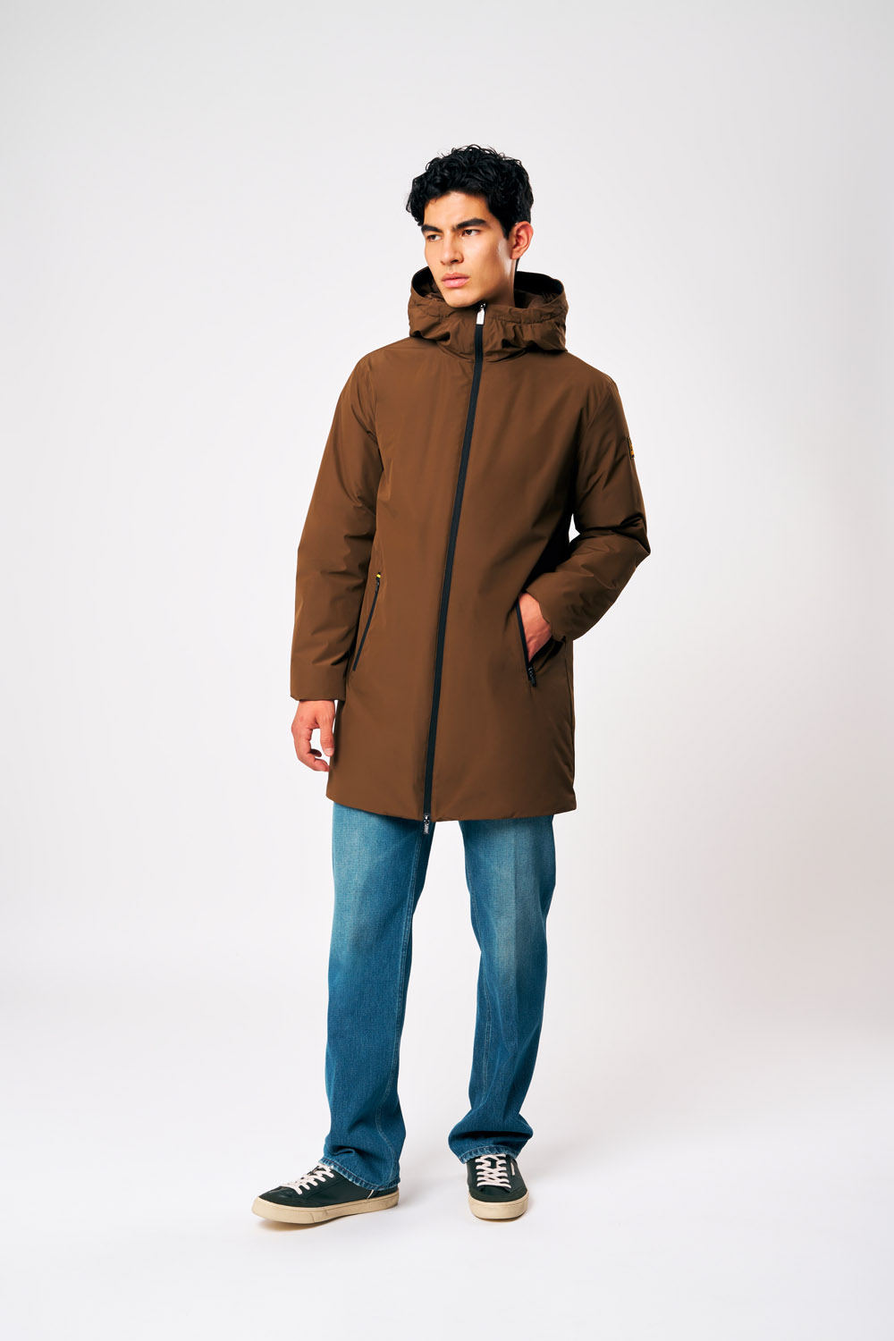 ciesse-gunbu-winterjacke-herren-lang-braun-kapuze image 1