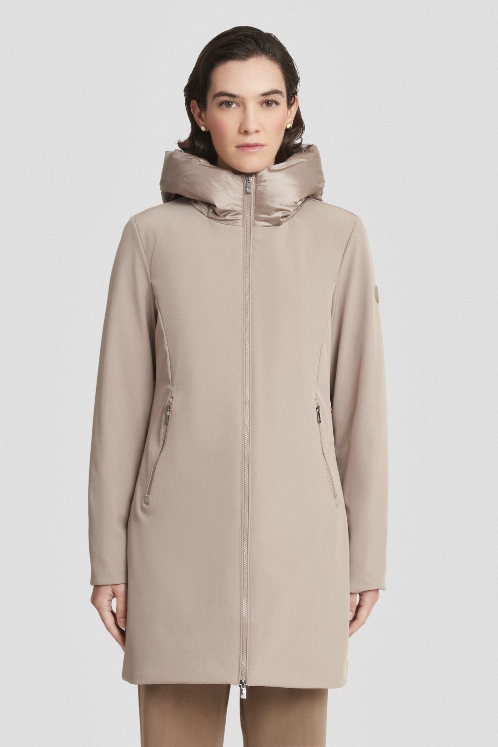 ciesse-outdoor-winterjacke-beige-lang-daunen-softshell image 2