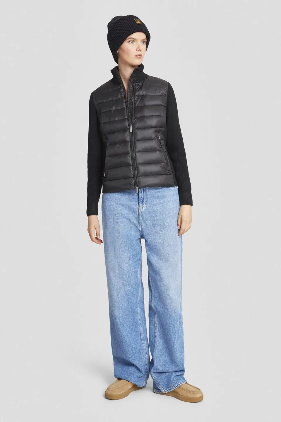 ciesse-outdoor-steppjacke-schwarz-mit-strick-rmeln-slim image 1