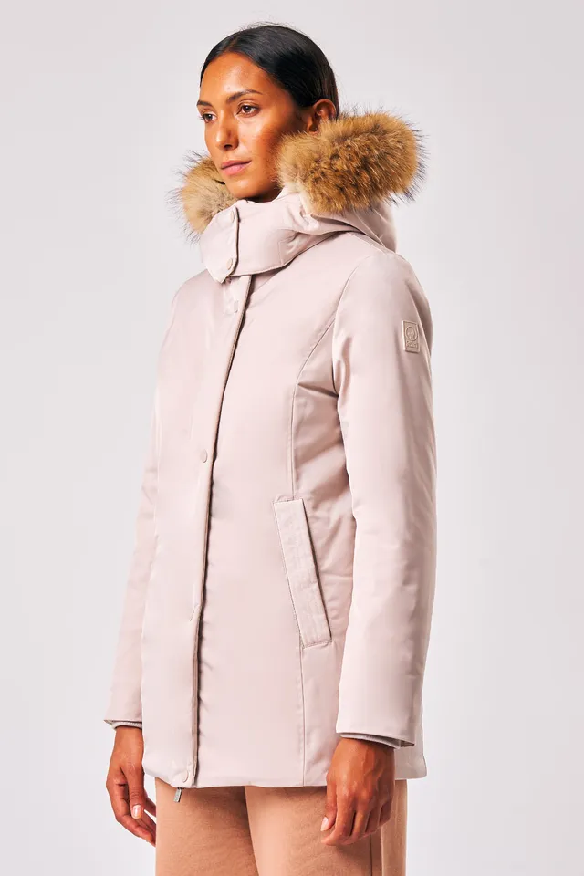 ciesse-luana-parka-damen-weiss-mit-kapuze-kunstfell-wattiert image 1