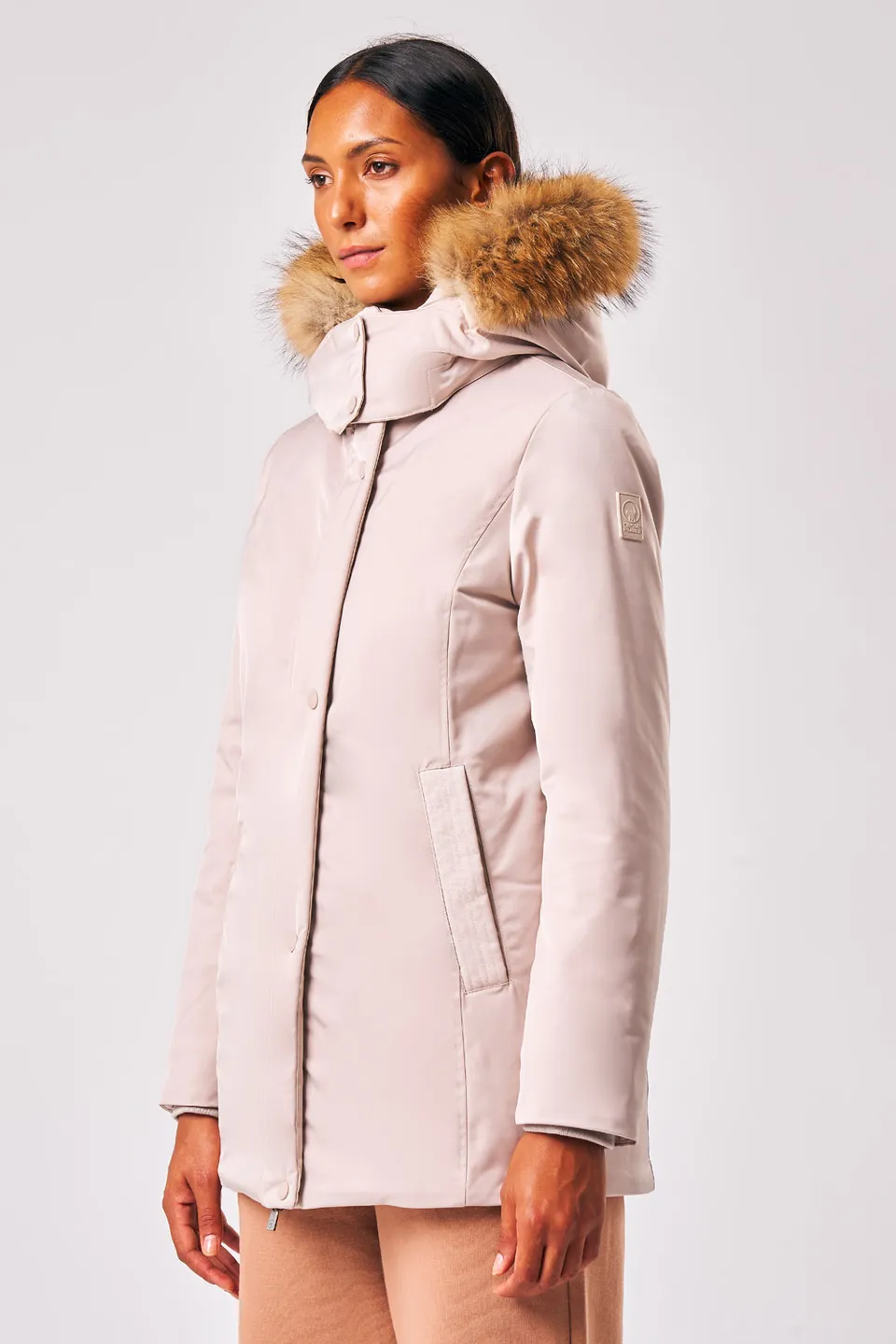 ciesse-luana-parka-damen-weiss-mit-kapuze-kunstfell-wattiert image 1