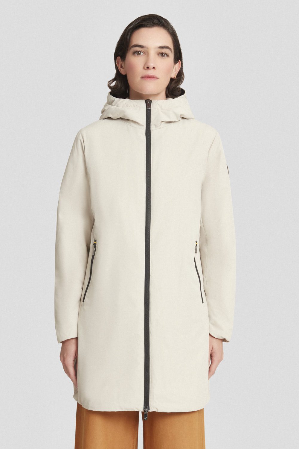 ciesse-outdoor-winterjacke-beige-lang-mit-kapuze-wattiert image 2
