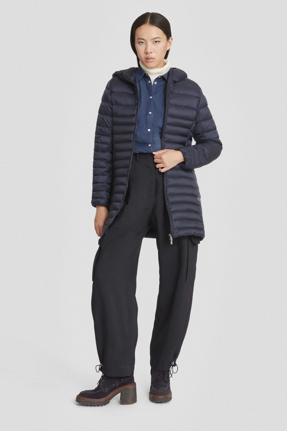 ciesse-outdoor-daunenjacke-lang-blau-stepp-kapuze image 1