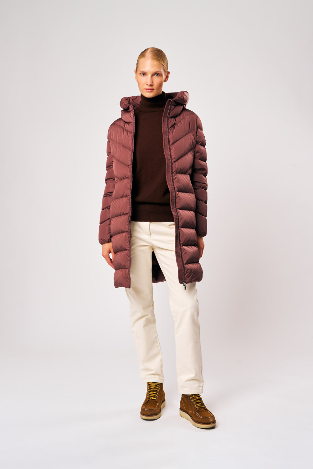 ciesse-rebecca-daunenmantel-damen-lang-bordeaux-kapuze image 2