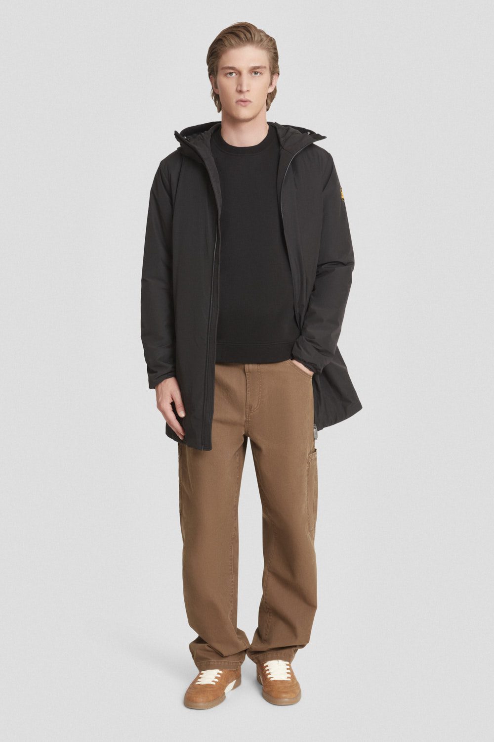 ciesse-outdoor-lange-winterjacke-schwarz-mit-kapuze-wattiert image 1