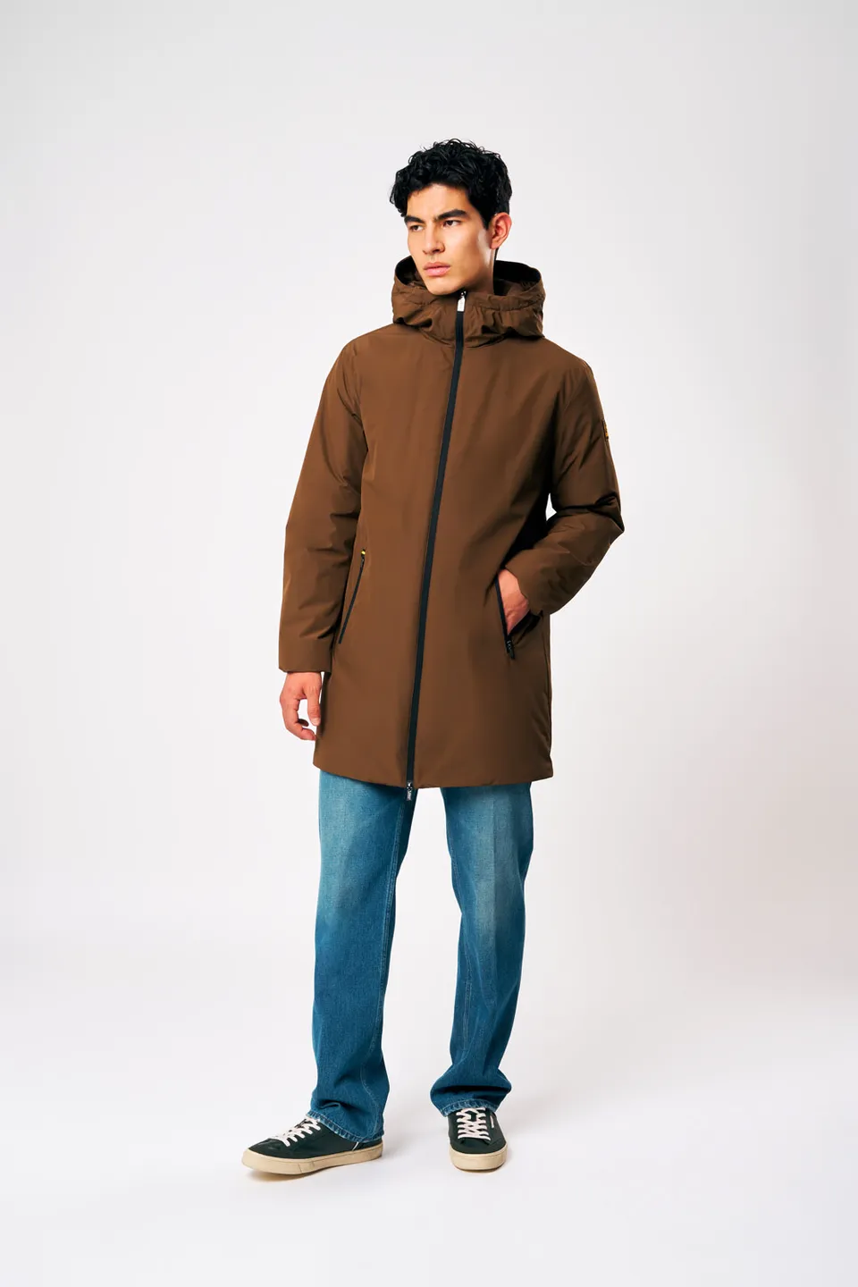 ciesse-gunbu-winterjacke-herren-lang-braun-kapuze image 1