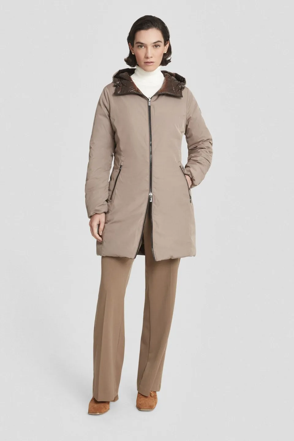 ciesse-outdoor-daunenjacke-braun-reversibel-lang-800-fill image 1