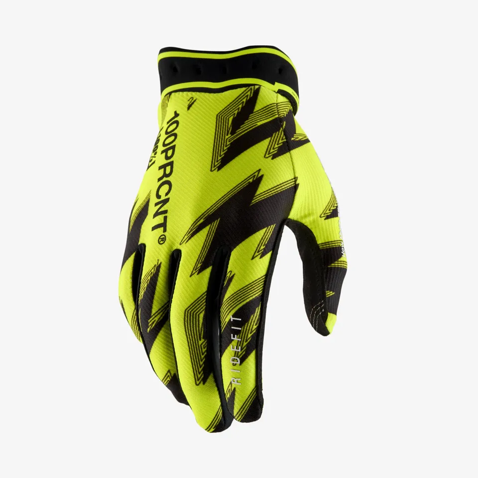 100percent-ridefit-handschuhe-fluo-yellow-black-perforiert image 1
